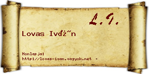 Lovas Iván névjegykártya